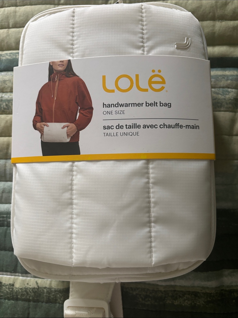 Lole Quilted White Belt Bag with Logo Strap